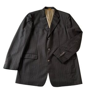 Bill Blass 44 Extra Long Men's Wool‎ Blazer Brown Pinstripe Made In USA Vintage
